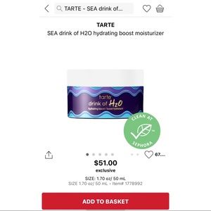 BRAND NEW Tarte Sea drink of H2O moisturizer